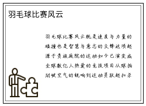 羽毛球比赛风云